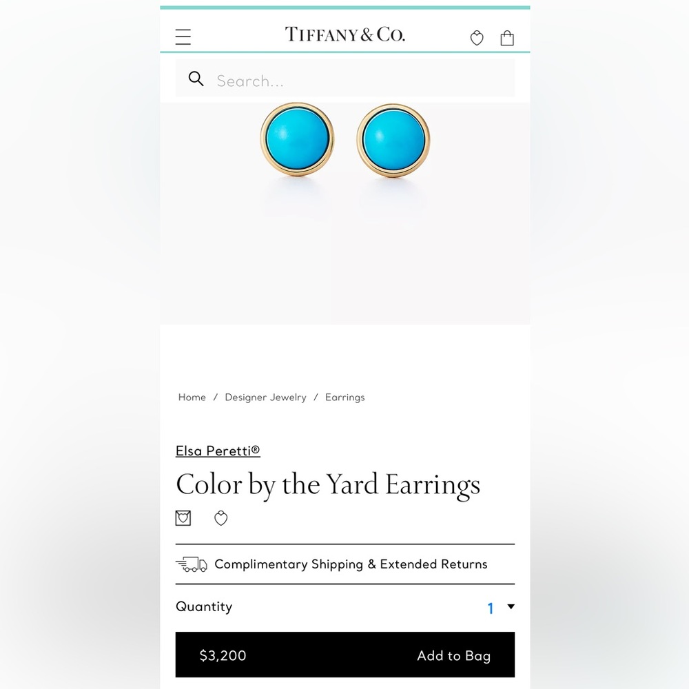 Tiffany & Co Elsa Peretti® Color by the Yard 18k gold turquoise stud Earrings